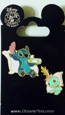 Stitch and Scrump in pillows pin set Disney Park Pins - NEW