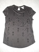 H&M Shirt Tunika Bluse schwarz mit Applikation Glitzer boho Viskose Gr. S NEU