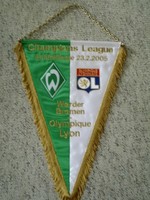 Wimpel CL 04-05 Werder Bremen - Olympique Lyon 23.02.2005 gestickt
