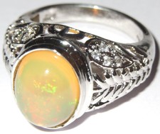 Mens Ring Yellow Fire Ethiopian Opal Gemstone 925 Sterling Silver Ring Size 7 US