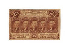 1862 25 Cent Fractional Currency Fr 1283 5 Jefferson Stamps 1St Issue