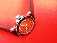 Bifora Skin Diver, Taucheruhr, keine Tragespuren, NOS, Orange, 70er, Vintage