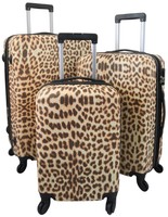 Koffer Leopard Braun Punkte Reisekoffer Trolley Hartschale Case Bowatex