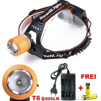 6000L XML T6 Kopflampe Freien LED Fahrrad Stirnlampe Headlight 2x18650 Akku