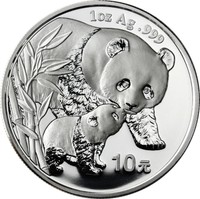 China Panda 10 Yuan 1 Oz Silbermünze 2004 stgl.  "Großer und kleiner Panda"