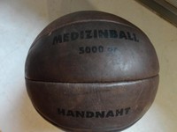 MEDIZINBALL 5000 Gr. ART DECO VINTAGE LOFT LEDER PATINA HANDNAHT