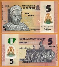 Nigeria 2015 Gem Unc 5 Naira Banknote Polymer Money Bill P-38