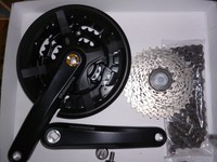 Verschleißset Shimano Alu Kurbel 44/32/22 FC-M351 Achse/Kette/Zahnkranz 9 fach