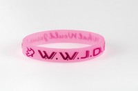 Silikon Armband "WWJD" + Taubesymbol - rosa (*NEU*)(*OVP*)