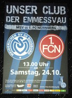 MSV Duisburg - 1. FC Nürnberg Postkarte Saison 2015/2016