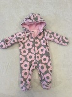 Carters Snowsuit Bunting 3 Months Pink Grey Flower Bear Warm Fleece