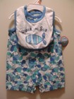NEW BOY'S SIZE0-3 MO. BIB & ONESIS-BRAND SMALL WONDERS-SLEEVELESS-FISH PRINT