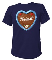 T-Shirt Lebkuchenherz - Heimat - Oktoberfest Lederhose Tracht JGA Wiesn Bayern