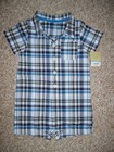 NWT NEW Size 18 Months Carter's Blue White Plaid Romper One Piece Outfit