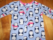 Carters 'Just One You' Penguin fleece footed zipper sleeper purple 9 month EUC!