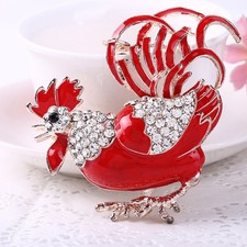 Christmas Gift Bling Crystal Cock Rooster Charm Purse Key Chain Keyring Pendant
