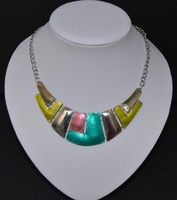 Halskette Kette Collier Emaille Chunky Blogger Statement Versilbert Design Paris