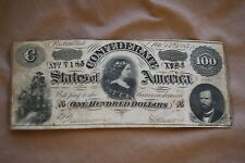 Estate Find T-65 1864 $100 Lucy Confederate States Of America Currency Note