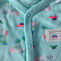 Carter's Turquoise Vacation-Themed Boys Snap-Up Romper - Size 9 Months - NWT
