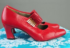 Vtg Jorge Solorzano ladies 80s Red leather high heal shoes Sz 6