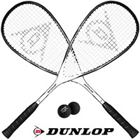 Dunlop Squashset: 2 x BLAZE PRO Squashschläger besaitet + Hülle + Squashball 1*