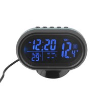 Black Screen Car Digital LCD Monitor Thermometer Voltage Alarm Clock 12V-24V N4