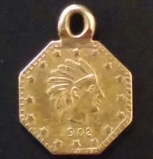 1902 Alaska Gold 1/4 Pinch. Rare 14K Gold Coin, Token, Medal By M.E. Hart.