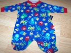 Infant Size Preemie Faded Glory Footed Sleeper Blue Sea Print Octopus & Squids 