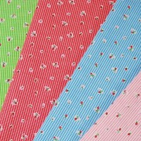 Strawberries On Gingham Polycotton Fabric  