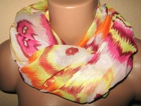 Schlauchschal, Loopschal,Pink/Gelb/Orange, Viskose