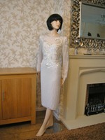 8 ASOS WHITE DRESS MIDI EMBELLISHED FLORAL PLACED WEDDING 20'S 30'S VINTAGE