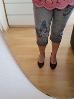 Stretch Hose Schmetterling Capri Sommer 7/8 Jeans Gr.S M L XL XXL 34-42 3 Farben