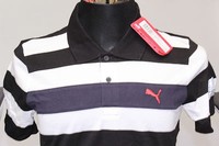 Puma 100% Cotton Multi Striped Golf Polo Shirt Black/White/Navy/Yellow XS, S New