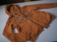 ••●✿hochw. orange terrafarb. Kapuzen Sweat Jacke, RV, Tasche, Schriftzug, 46 ●✿ 