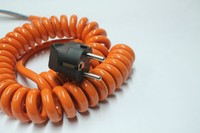 TBS - Spiralkabel PUR 3G1,5 orange / 2 Meter mit Stecker und AEH SP-006