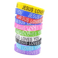 Armband Schmuck Glaube Jesus Loves You Unisex Silikon Mode Geschenk 10x Zufällig