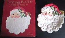 2004 Fitz & Floyd Boxed Noel Santa Claus Face Curls Beard Christmas Canapé Plate