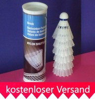 ◄►6 Badmintonbälle BREAK OUTDOOR ►für Spiel im FREIEN ► Nylon-Ball mit KORK-Kopf