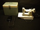 Vintage Singer Featherweight White Sewing Machine Model 221K With Case
