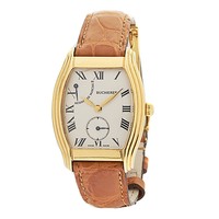 Herrenuhr Bucherer Archimedes Handaufzug m. Gangreserve 750er Gold - Lederband