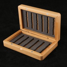 Natural Bamboo Wooden Fly Fishing Box Slit Foam Insert Capacity -- 168 Flies