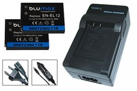 2 x Akku + Ladegerät für Nikon CoolPix S9100, S9200, S9300, S9400 - EN-EL12