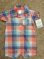NWT CARTERS Baby boys plaid ROMPER OUTFIT 6 months Cute!