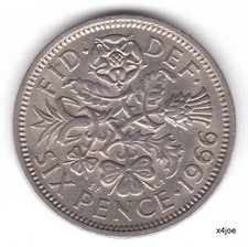 1966 Elizabeth Ii Sixpence Copper-Nickel Coin