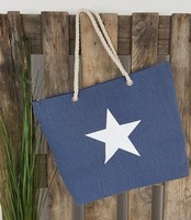 NEU TREND SHOPPER BIG BAG STRAND TASCHE STAR ★  STERN ★ CANVAS BLAU 40 X 50 cm