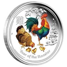 2017 Australia Lunar Year of the Rooster Colorized 1 oz Silver Proof $1 Coin