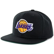 Mitchell & Ness "Wool Solid V2" Los Angeles Lakers Snapback Hat (Black) NBA Cap