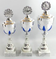 3er Serie Pokale 42 - 48 cm in Silber-Blau inkl. Gravur und Emblem E124