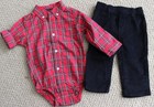 NWT Carter's Plaid Button Shirt Bodysuit Corduroy Pants 2 Pc Boys 9 M $34 FREE
