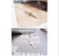 925 Sterling Silver Plate Small Mini Plain Smooth Cross Pendant Necklace 18"Gift